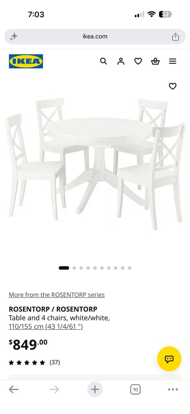 IKEA ROSENTORP Table and 4 Chairs - photo 3