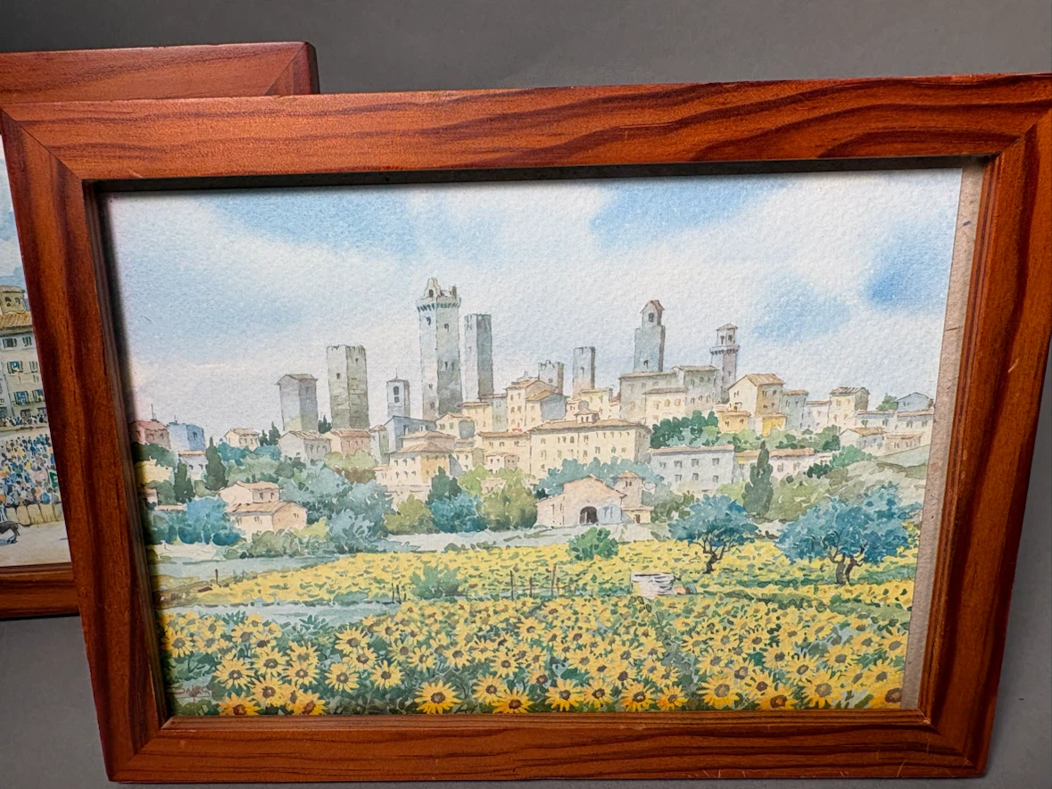 Set of Two Framed Italian Watercolor Paintings - photo 2