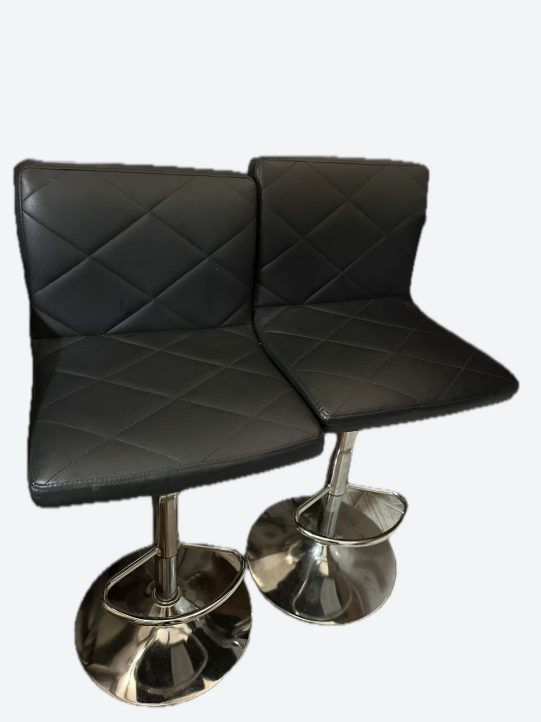 Set of 2 Black Diamond Stitched Bar Stools