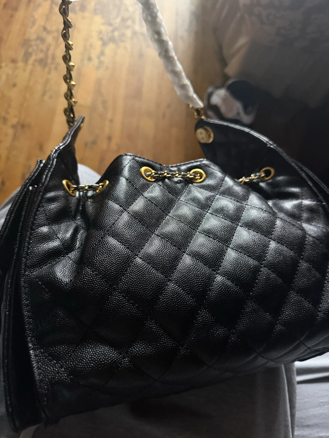 Chanel Black Quilted Caviar Leather Bag - photo 3