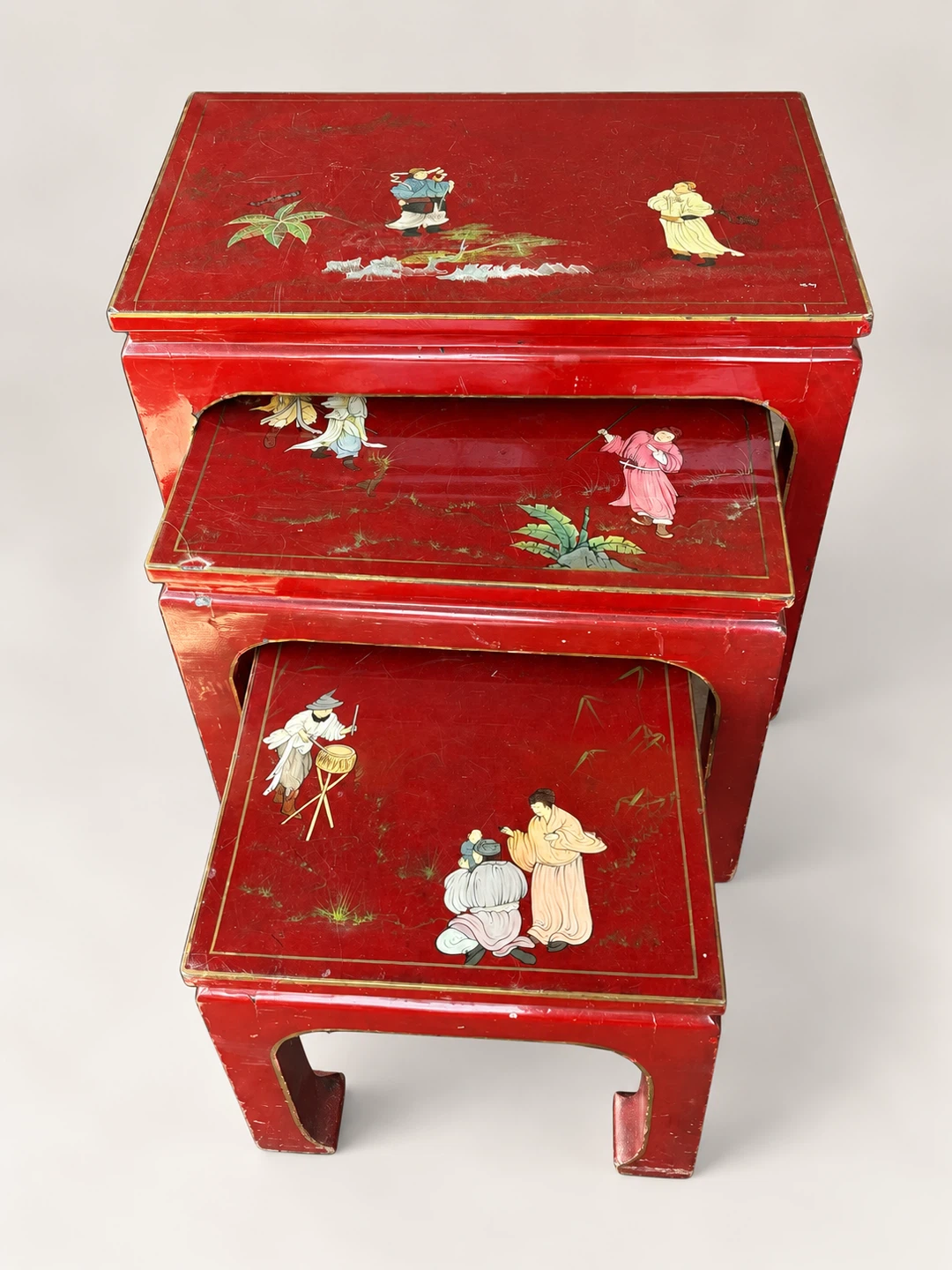 Red Oriental Nesting Tables