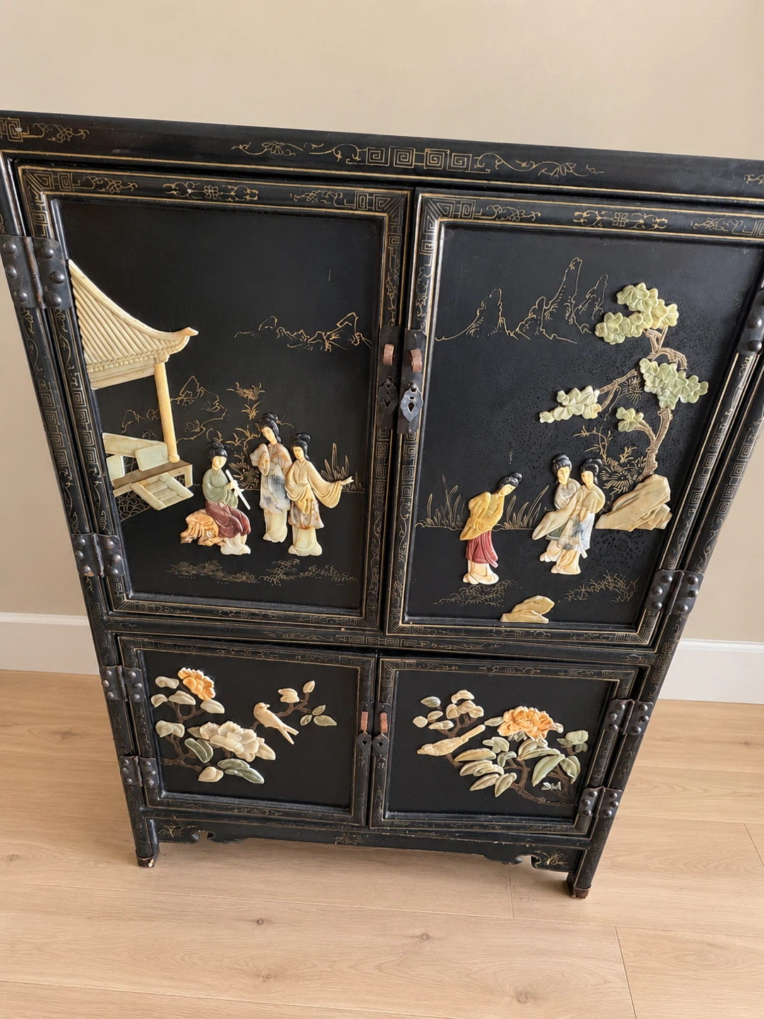 Oriental Style Black Lacquer Cabinet