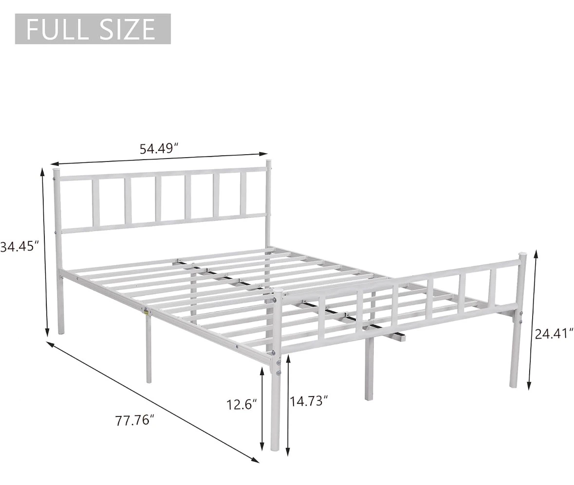 Full Size White Metal Bed Frame