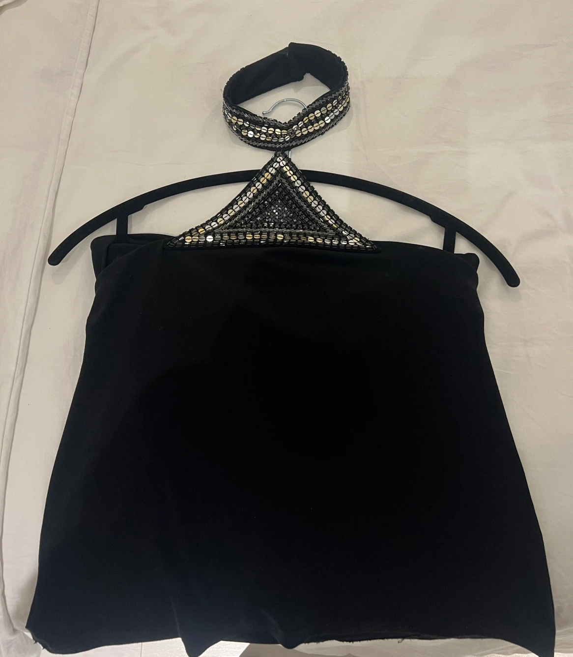 Black Sequin Halter Top