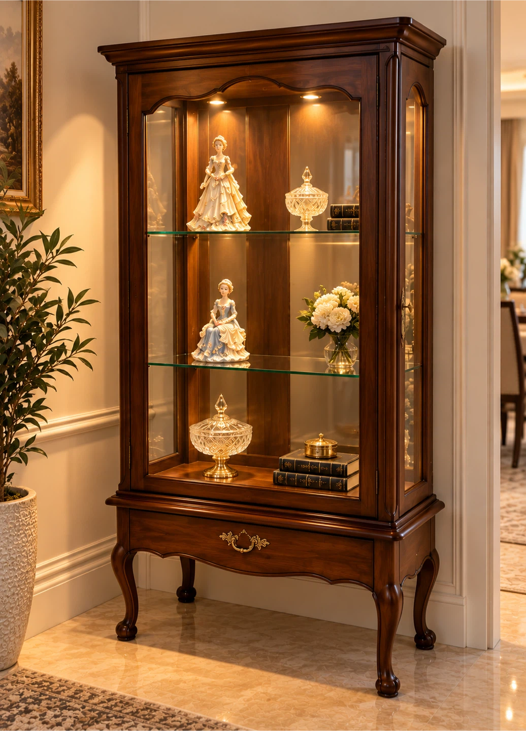 Traditional Wooden Curio Cabinet