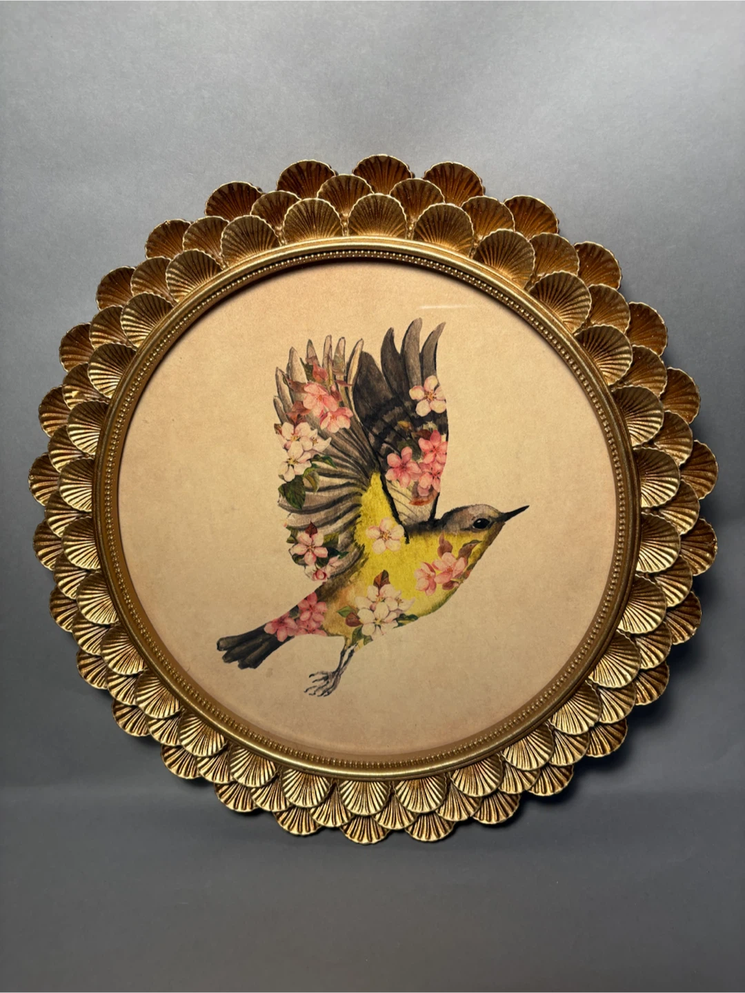 Decorative Gold Framed Bird Wall Art