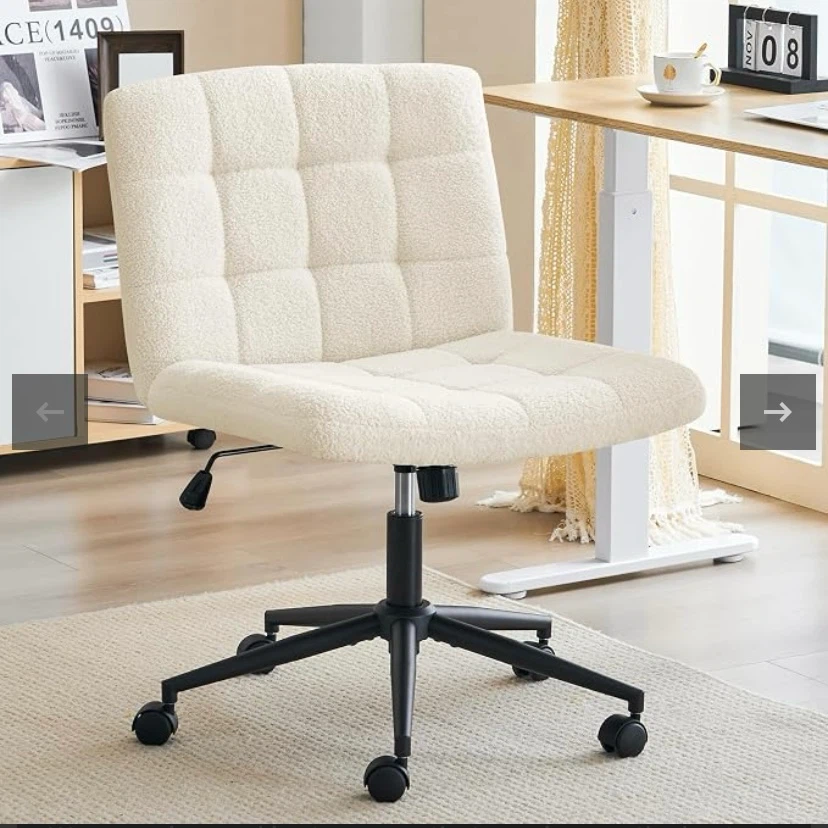 New Criss Cross Office Chair Teddy Bear Fabric Cream