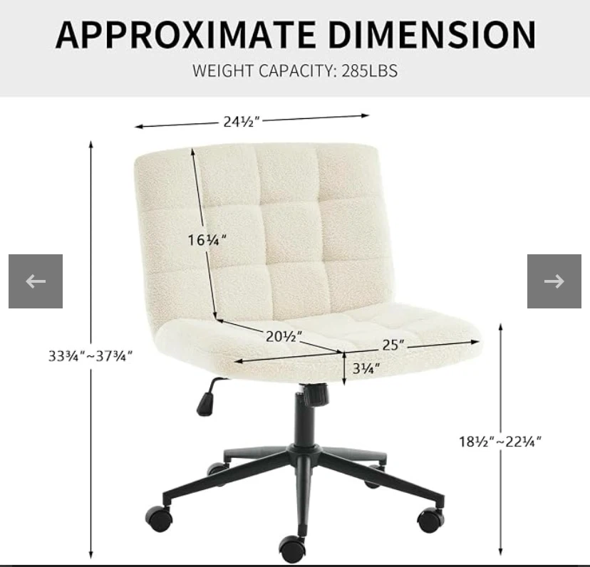 New Criss Cross Office Chair Teddy Bear Fabric Cream - photo 2