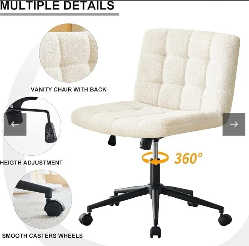 New Criss Cross Office Chair Teddy Bear Fabric Cream - photo 3