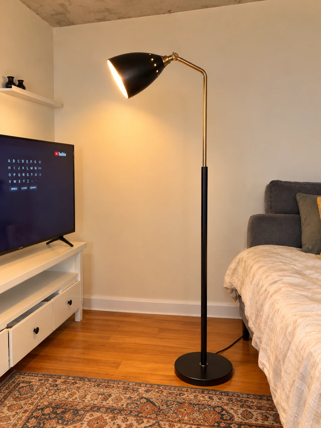 Modern Black and Brass Floor Lamp