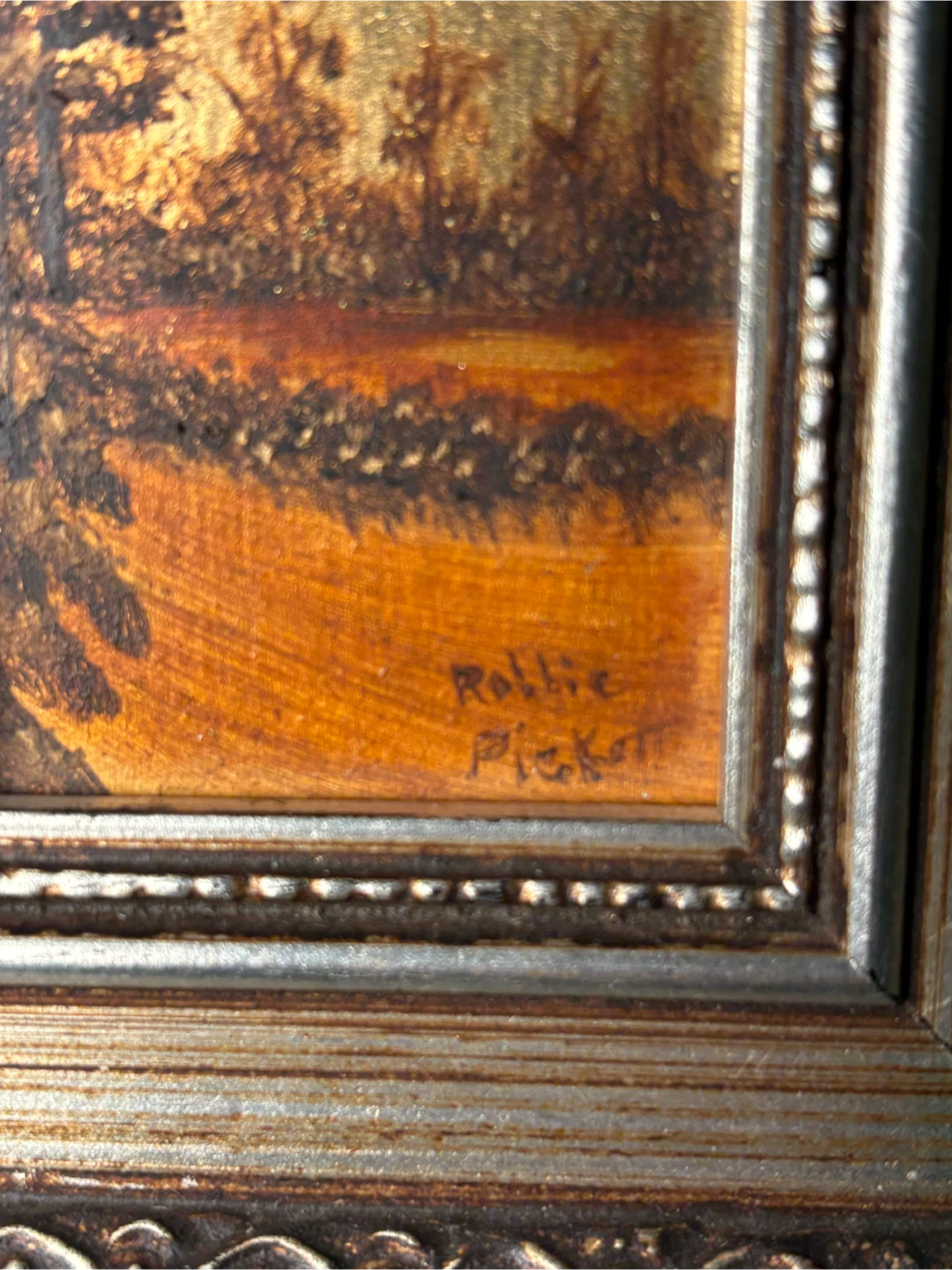 Set of Two Robbie Pickett Framed Oil on Gold Leaf  Art Pieces - photo 4