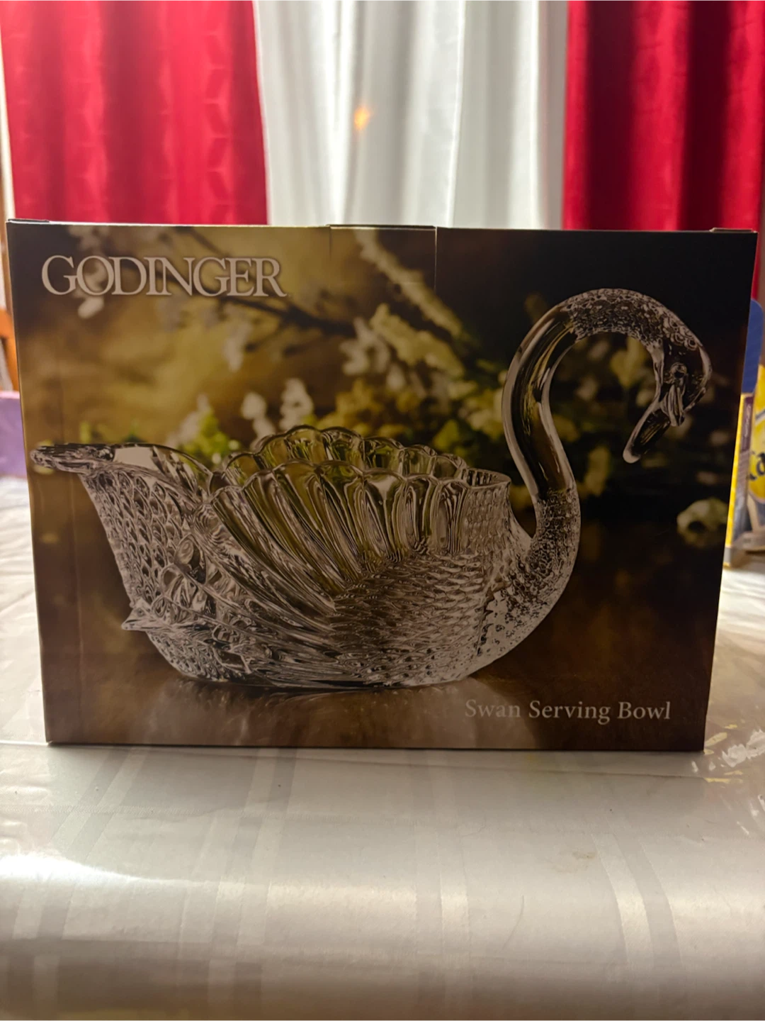 Godinger Swan Crystal Serving Bowl