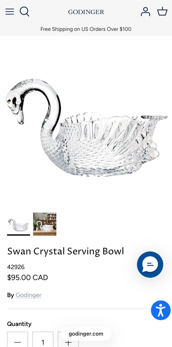 Godinger Swan Crystal Serving Bowl - photo 4