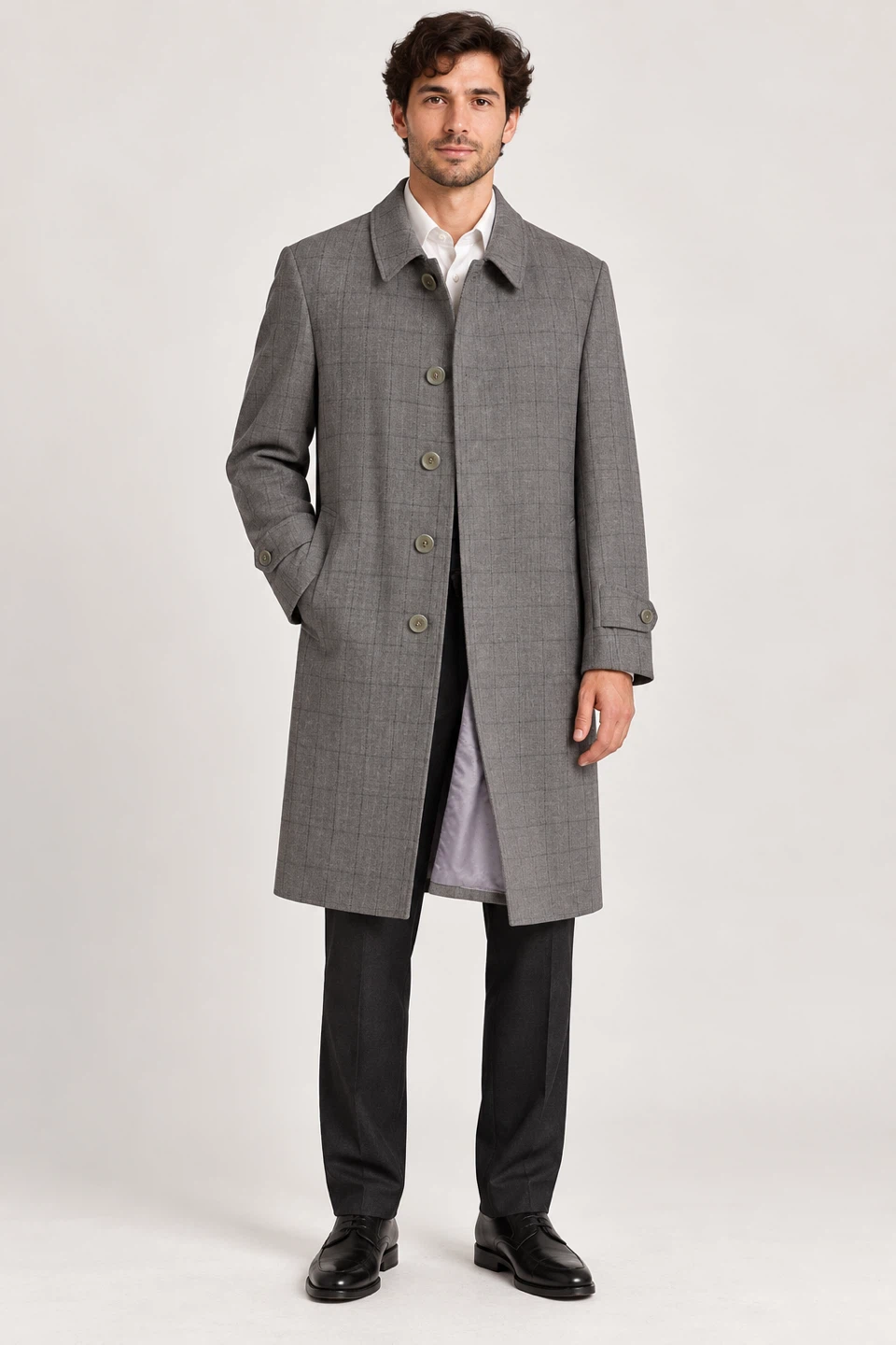 Baromon Grey Plaid Overcoat - photo 2