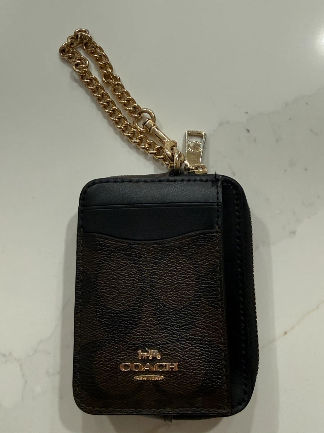 Coach Signature Card Case with Chain
