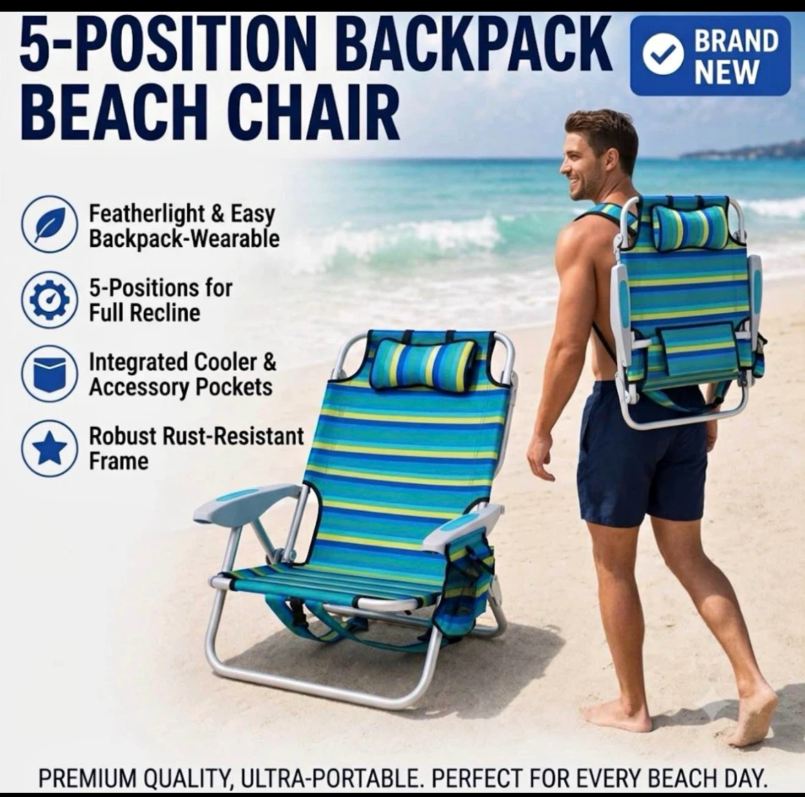5-Position Backpack Beach Chair