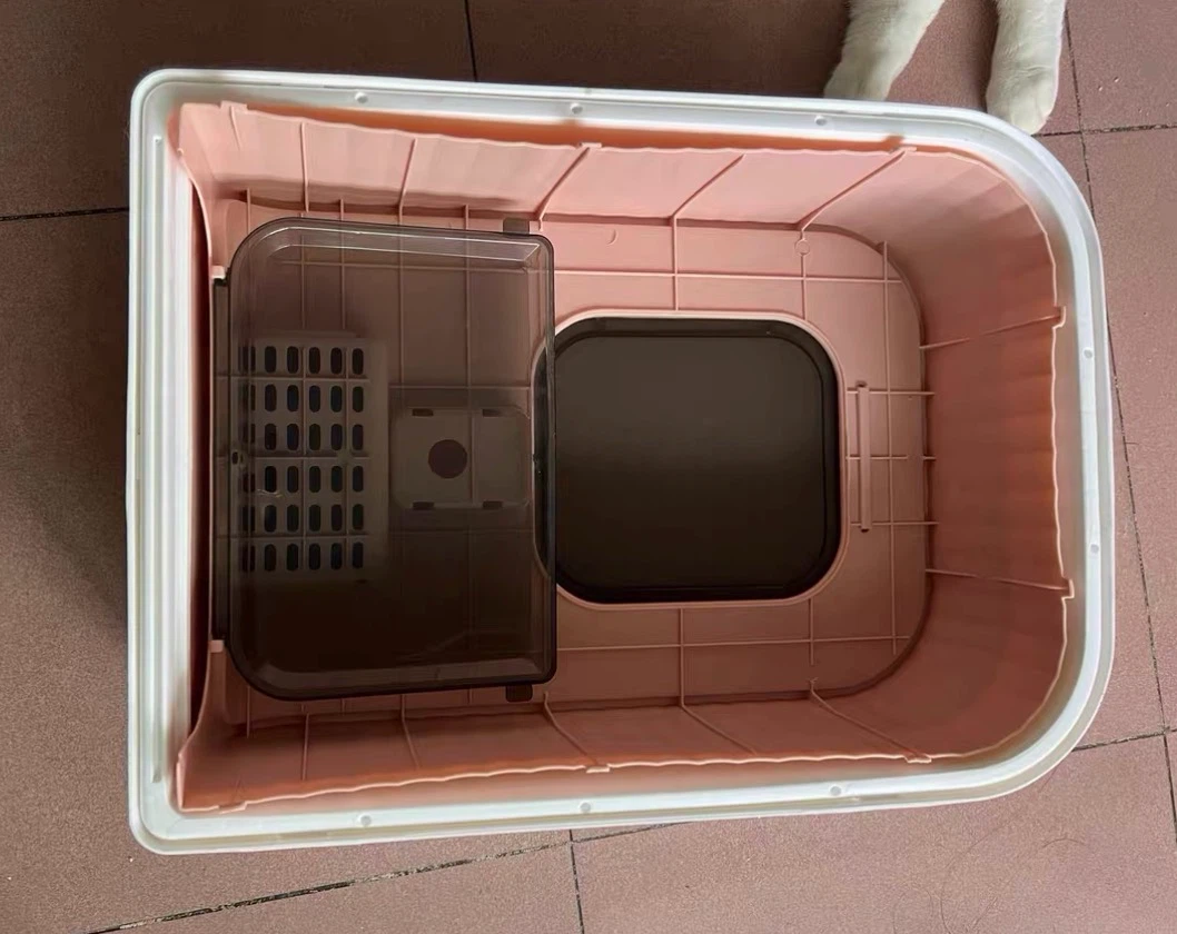 Pink and White Enclosed Cat Litter Box - photo 2