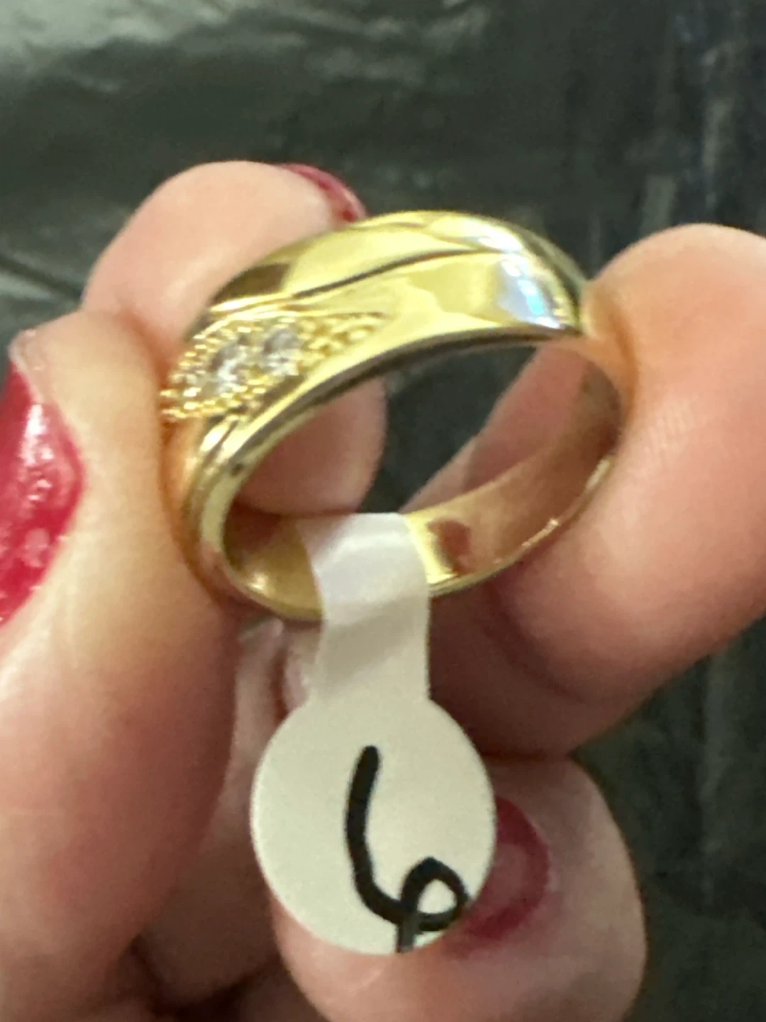 14k laminated Gold-Tone Band Ring with Stones - photo 2
