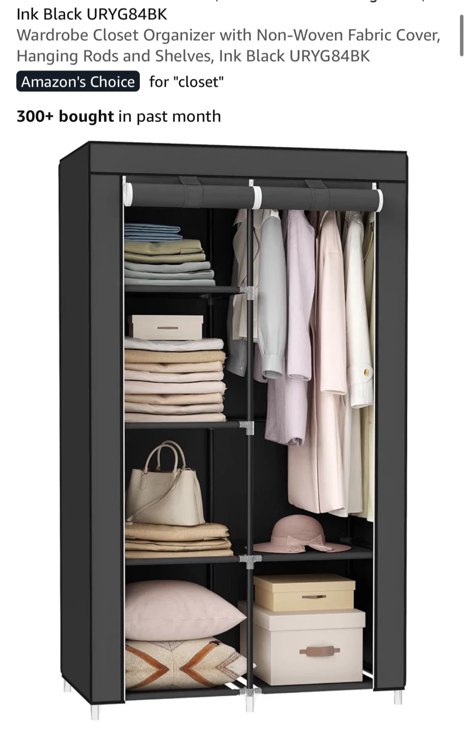 Black Fabric Wardrobe / Storage Closet – Great Condition - photo 2