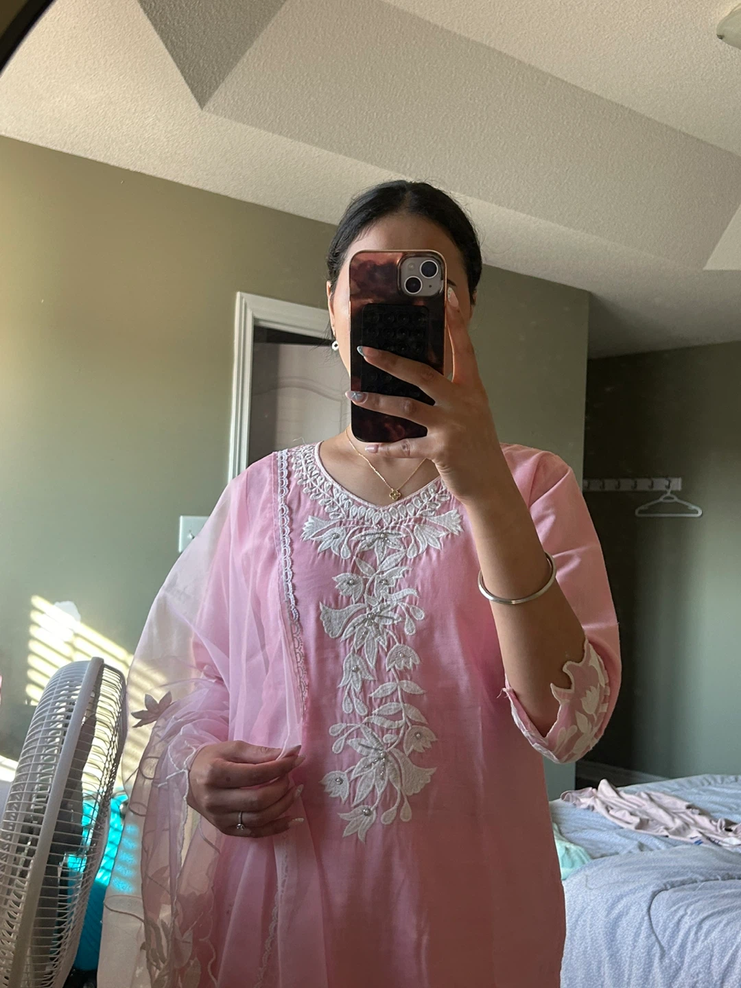 Pink Embroidered pant Kameez Set - photo 3