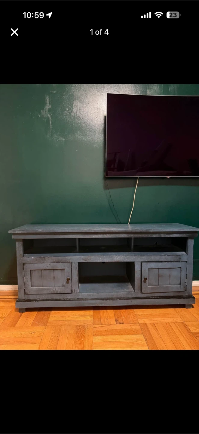 Rustic Blue Wooden TV Stand