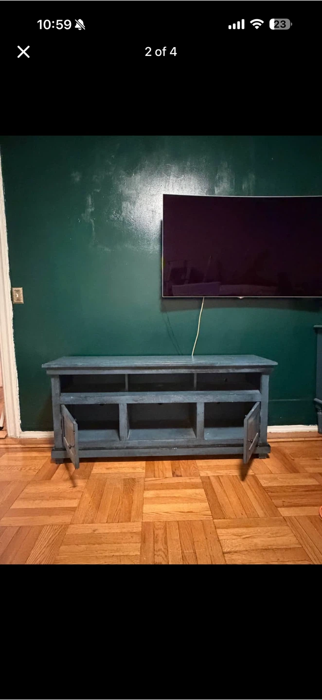 Rustic Blue Wooden TV Stand - photo 2