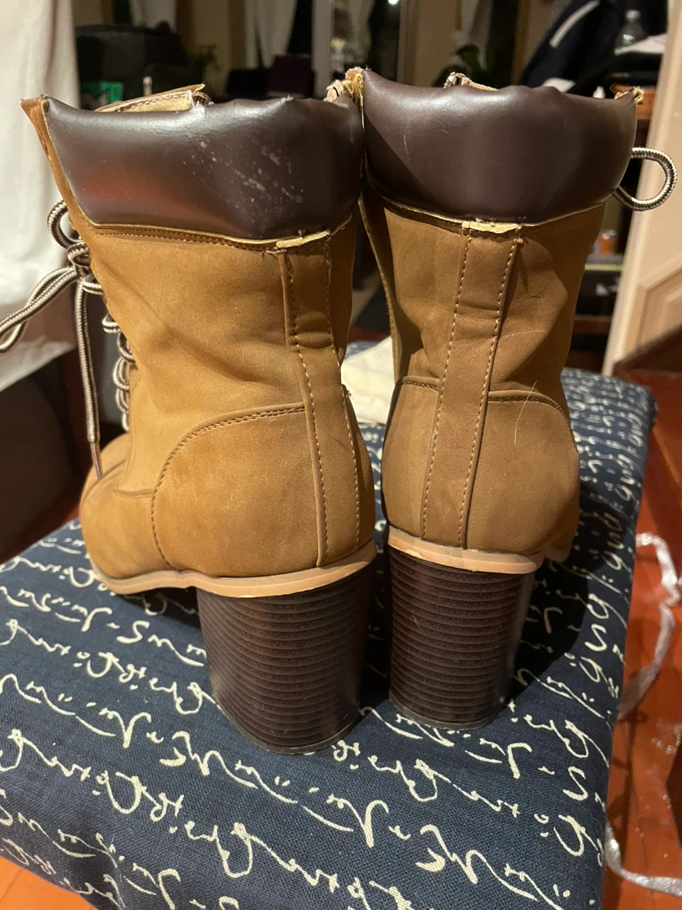 Reneeze Tan Lace-Up Block Heel Boots - photo 2