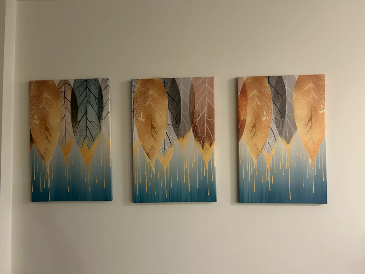 Three-Piece Abstract Leaf Wall Art
