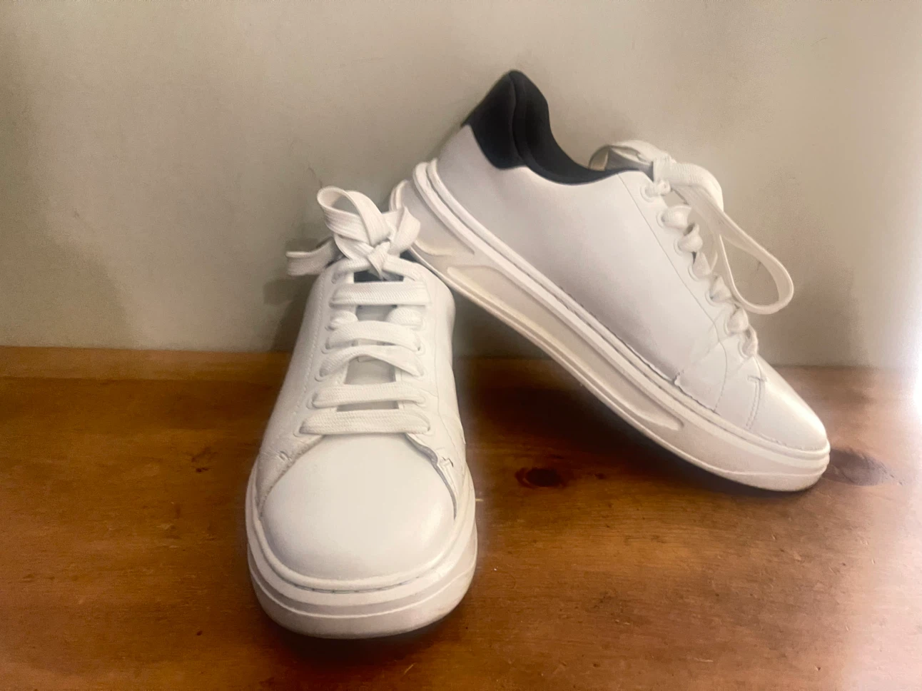 Zara white sneakers with black heel detail