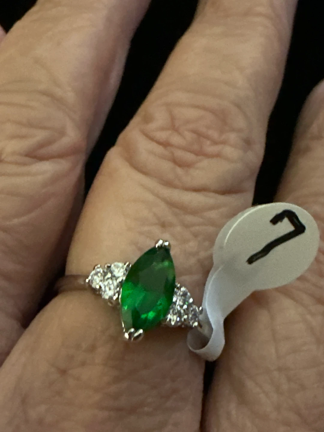 Marquise Green Gemstone Ring Size 7