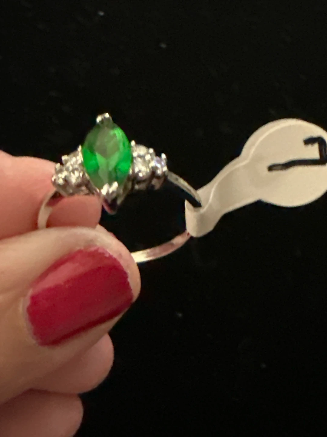 Marquise Green Gemstone Ring Size 7 - photo 2