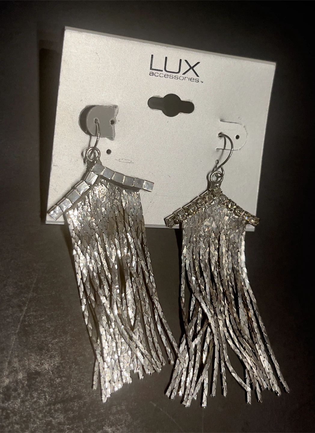 Silver tone metallic Fringe drop earrings - photo 3