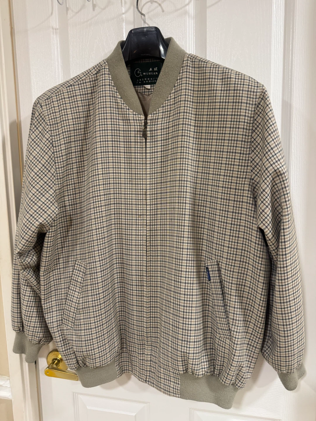 WUHUAN Plaid Bomber Jacket, size XL