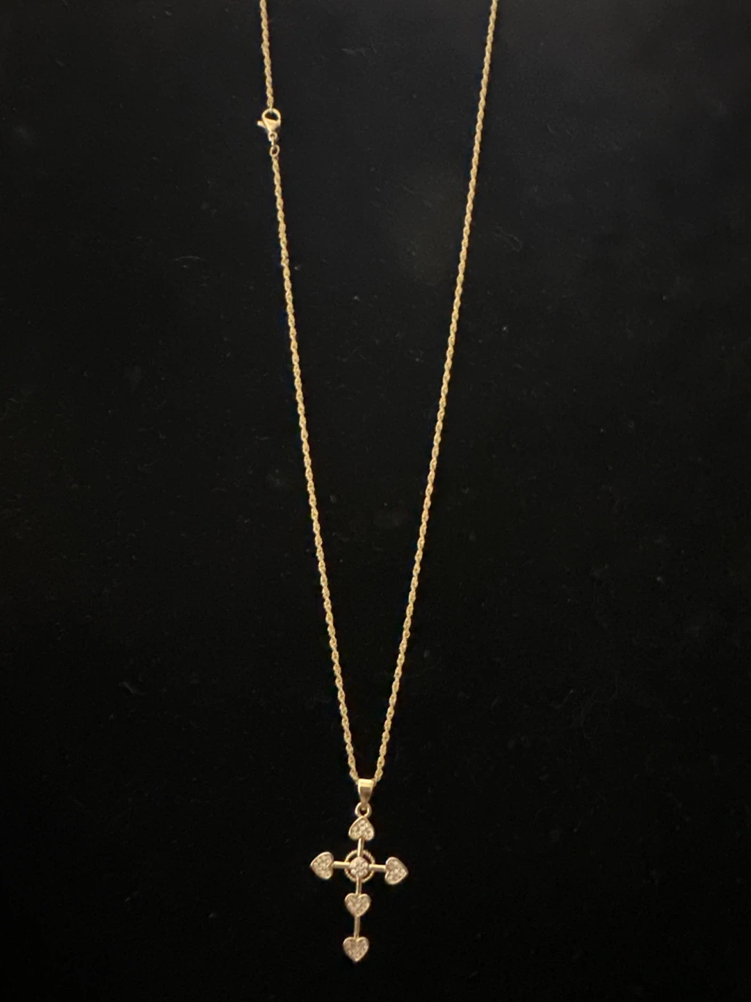 14k Gold Tone laminated Heart-Accented Cross Necklace - photo 2