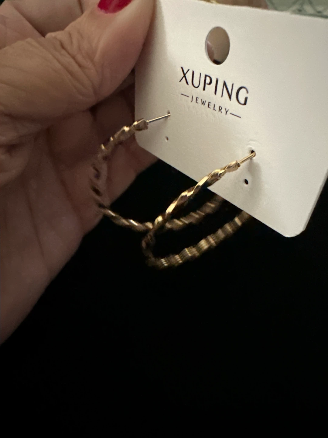 Xuping Rose Gold-Tone Twisted Hoop Earrings