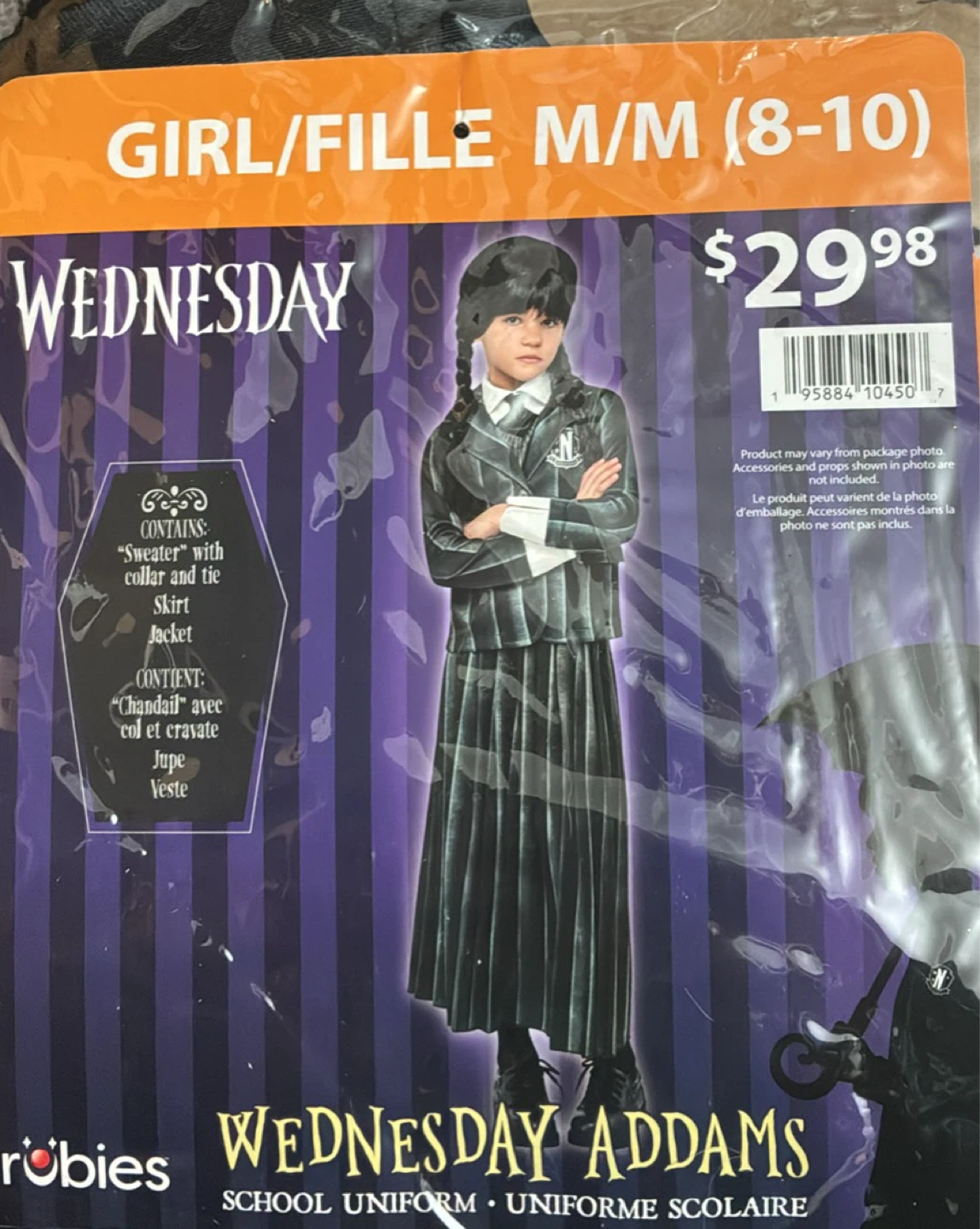 New Rubie's Wednesday Addams School Uniform Costume