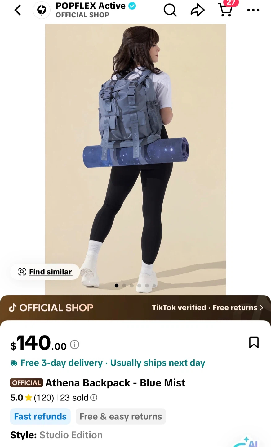 POPFLEX Athena Backpack in Blue Mist