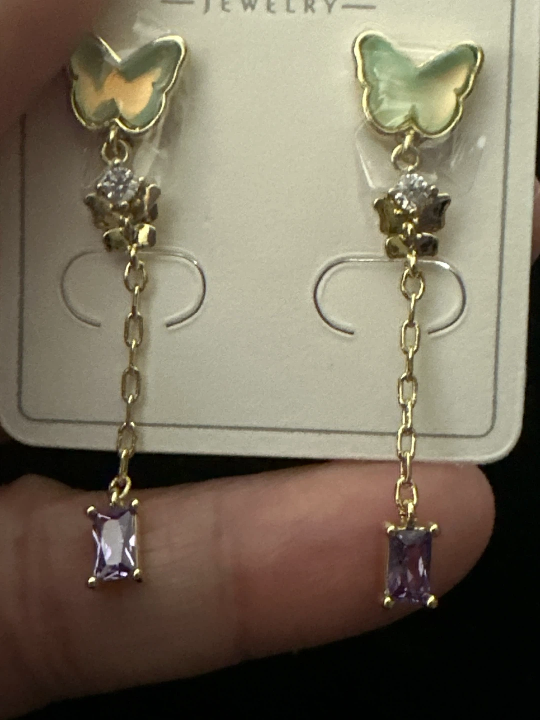 14k gold laminated Butterfly Dangle Earrings