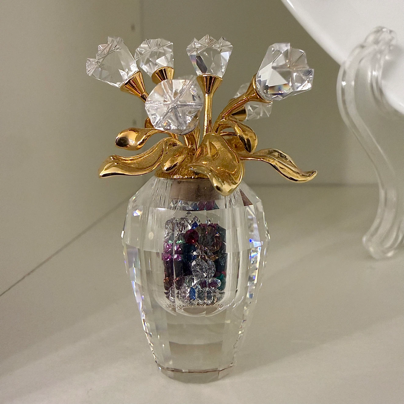 Swarovski crystal Spring Flower Vase Gold 210825