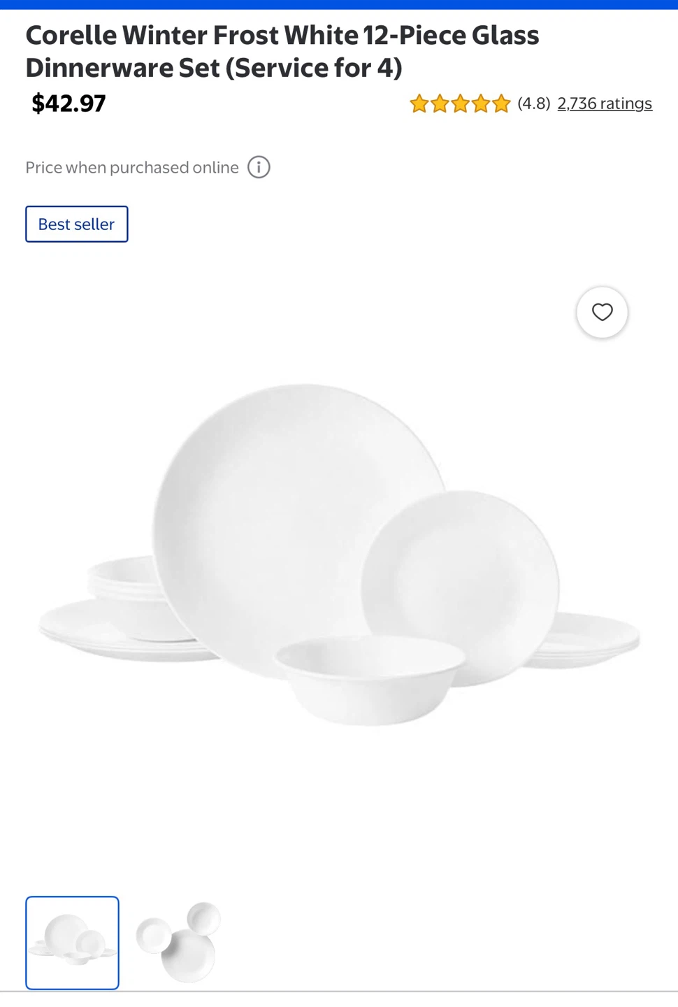 Corelle Winter Frost White 12-Piece Dinnerware Set - photo 3