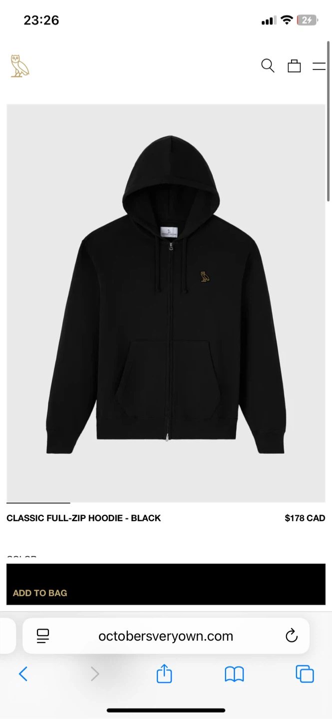 OVO Classic Full-Zip Hoodie Black - photo 3