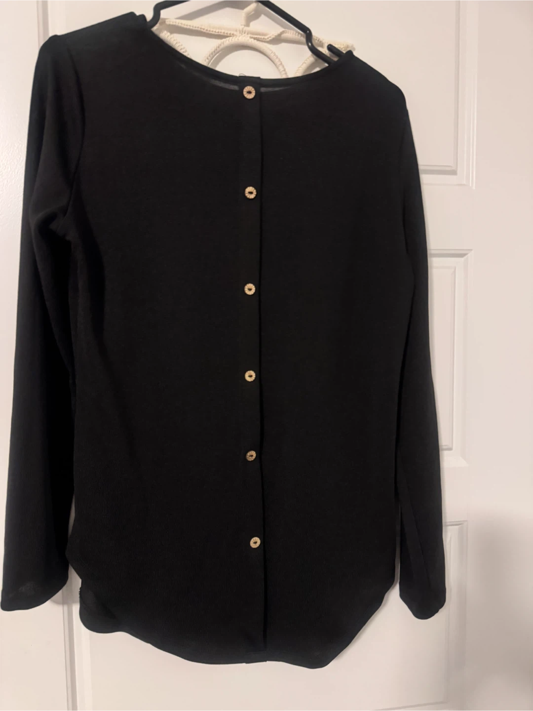 SHEIN black long-sleeve button-up top