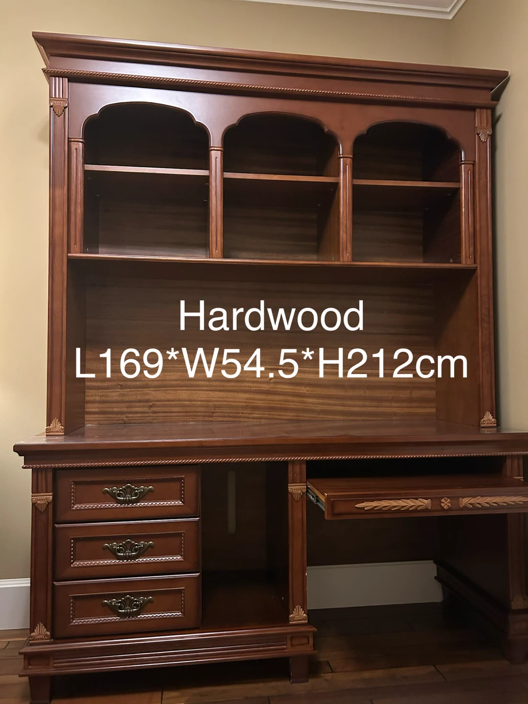 Hardwood Hutch Desk with Storage