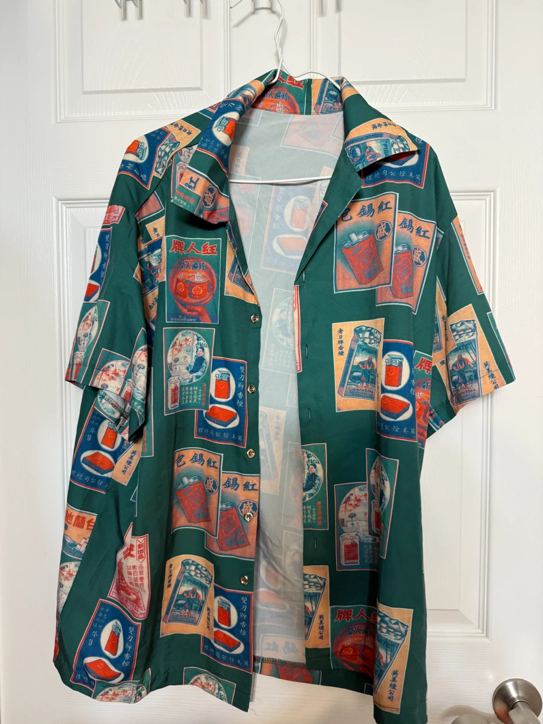 Vintage Style Graphic Button-Up Shirt
