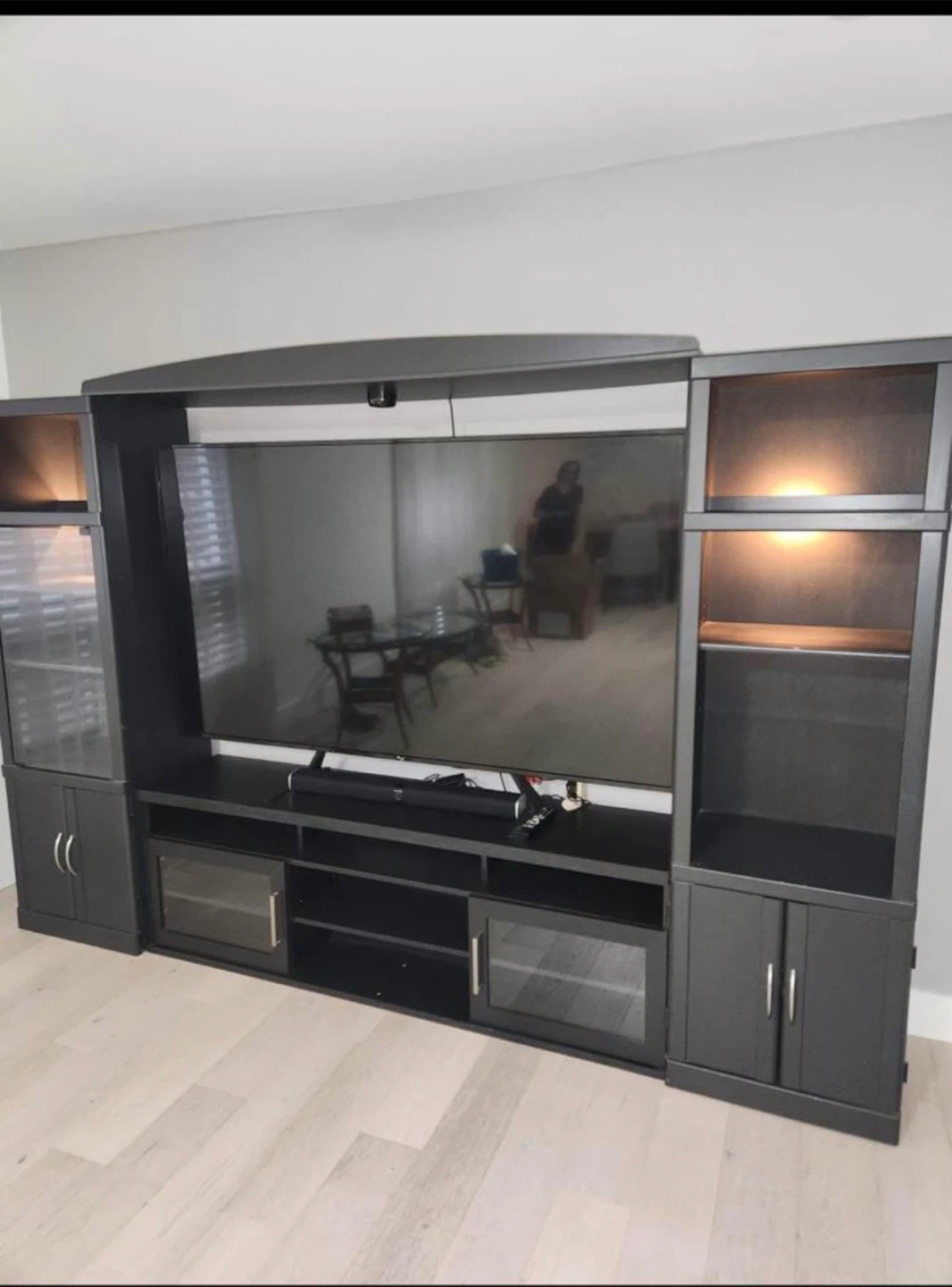 Large Black Entertainment Wall Unit