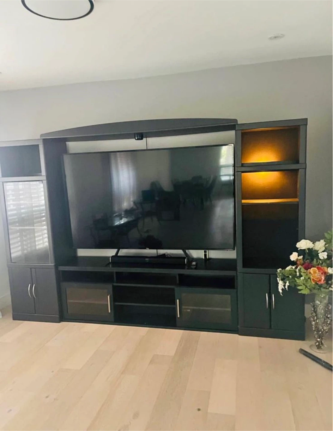 Large Black Entertainment Wall Unit - photo 2