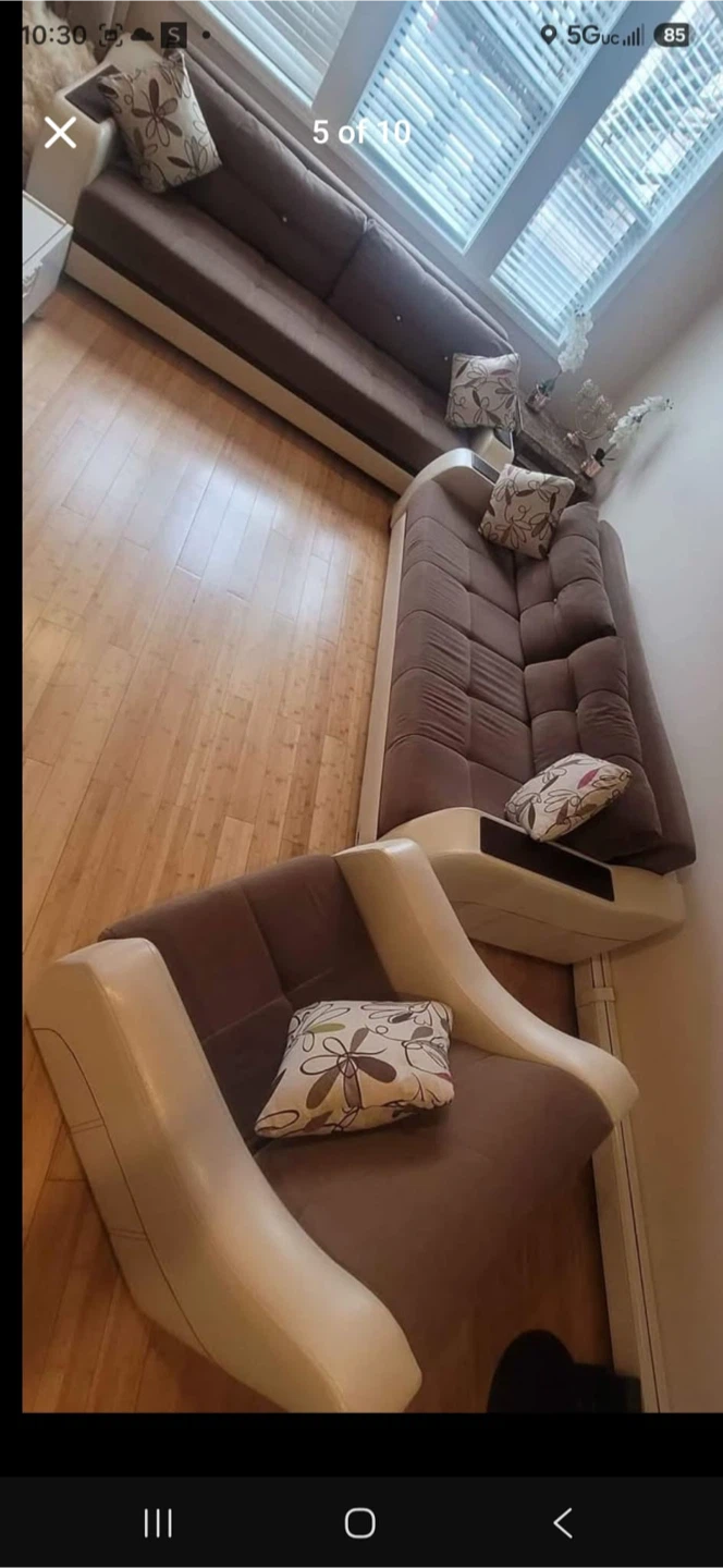Modern Brown and White Sofa Set - photo 2