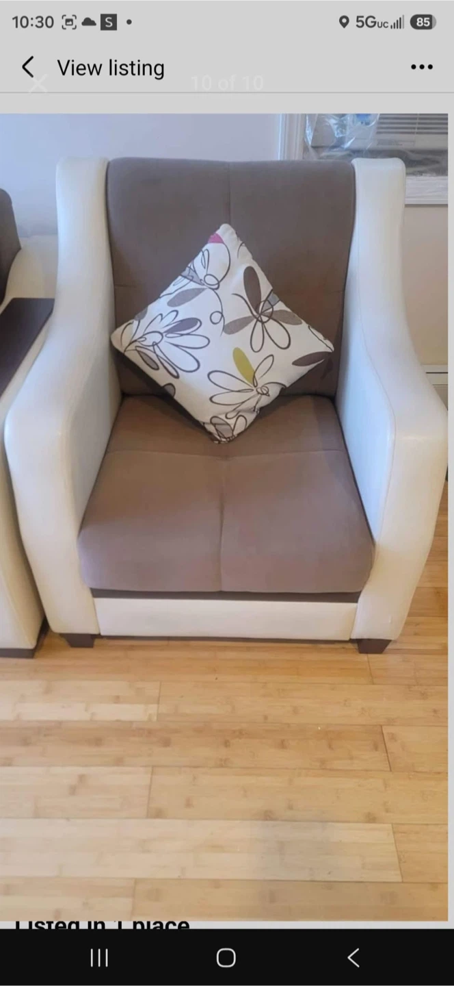 Modern Brown and White Sofa Set - photo 5