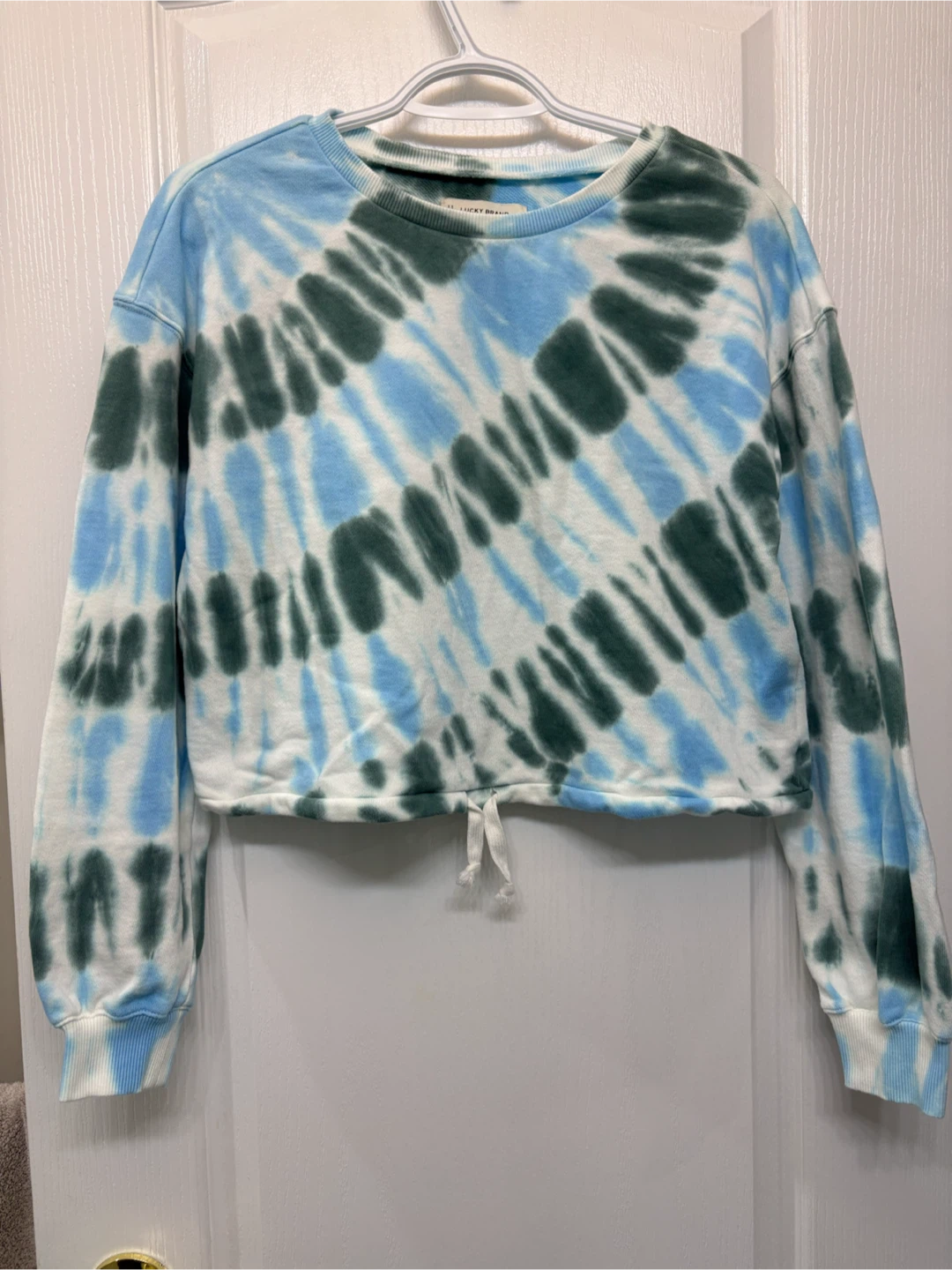 New Lucky Brand Tie-Dye Cropped Sweatshirt