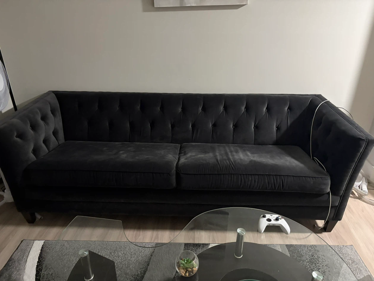 Black Velvet Tufted Sofa